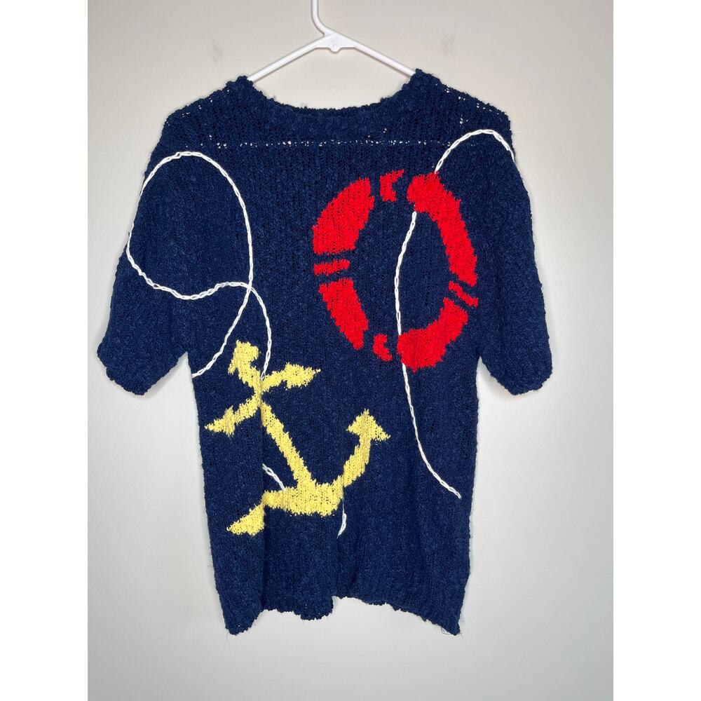 1980s Boundary Waters Nautical Sailor Coastal Cruise Resort Popcorn Sweater M